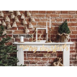 Set di 3 pendenti a forma di stella dorata con glitter - in legno. n3