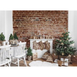 Set di 3 pendenti a forma di stella dorata con glitter - in legno. n5