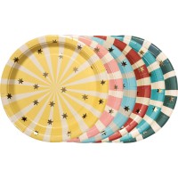 Contiene : 1 x 6 piccoli piatti a righe da circo