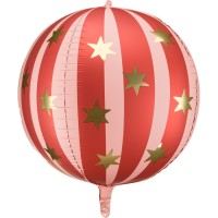 Palloncino in foil di elio rosso opaco con stelle dorate - 50 cm