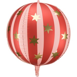 Palloncino in foil di elio rosso opaco con stelle dorate - Ø50 cm