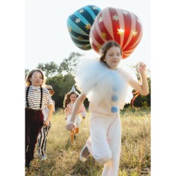 Palloncino in foil di elio rosso opaco con stelle dorate - 50 cm. n3