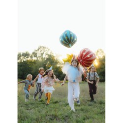 Palloncino in foil di elio rosso opaco con stelle dorate - 50 cm. n5
