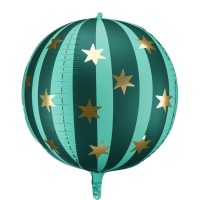 Palloncino in foil di elio verde opaco con stelle dorate - 50 cm