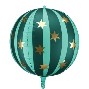 Palloncino in foil di elio verde opaco con stelle dorate - Ø50 cm