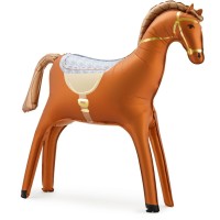 Palloncino gigante in foil a forma di cavallo e equitazione - Cavallo marrone - 112 cm
