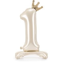 Palloncino in foil con numero 1 color crema chiaro - 84 cm