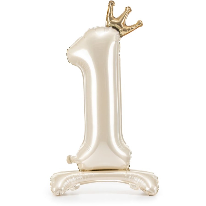 Palloncino in foil con numero 1 color crema chiaro - 84 cm 