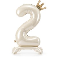Palloncino in foil con numero 2 color crema chiaro - 84 cm