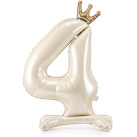 Palloncino in foil con numero 4 color crema chiaro - 84 cm