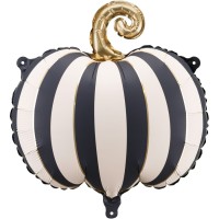 Palloncino in foil a forma di zucca a righe nere/crema - 39 cm