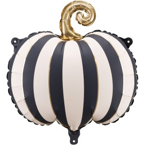 Palloncino in foil a forma di zucca a righe nere/crema - 39 cm