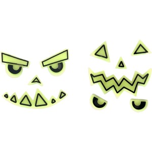 2 Kits Autocollants Gel Visages Citrouilles Phosphorescents