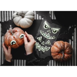 2 Kits Autocollants Gel Visages Citrouilles Phosphorescents. n1