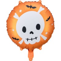 Palloncino in lamina di elio a forma di teschio arancione - 35 cm