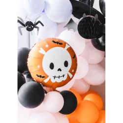 Palloncino in lamina di elio a forma di teschio arancione - 35 cm. n1