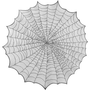 Tovaglia rotonda a ragnatela nera/grigia - 124 cm