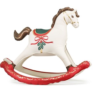 Palloncino gigante a forma di cavallo a dondolo natalizio - 118 cm
