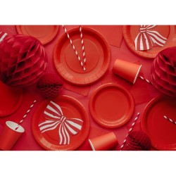 12 tovaglioli a righe con nodo - Rosso. n°3