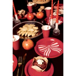 12 tovaglioli a righe con nodo - Rosso. n°5