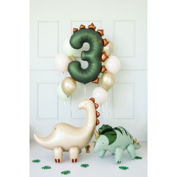 Palloncino gigante in foil Dinosauro Numero 3 - 92 cm. n°1
