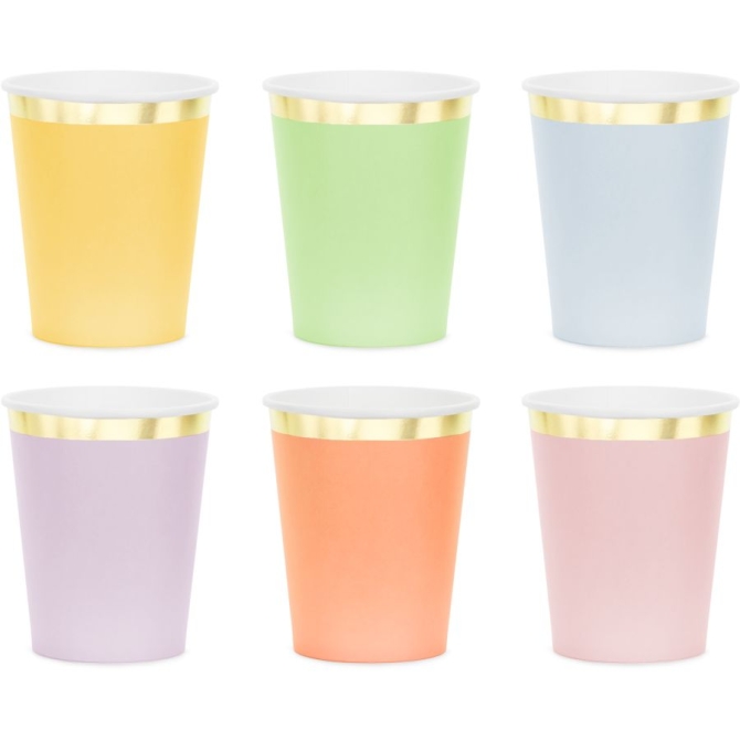 6 Bicchieri Misti con Bordo Dorato,  22 cl - Cartone 