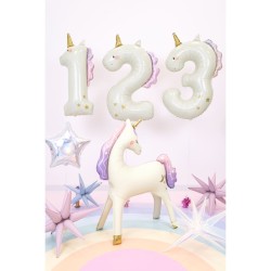 Palloncino gigante in foil con numero 3 a forma di unicorno - 93 cm. n�2