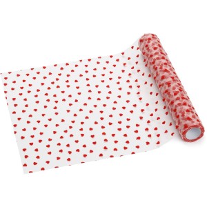 Runner da tavolo in tulle con cuori rossi - 9 m