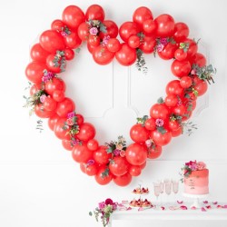 Arco di palloncini a forma di cuore rosso - 160 cm. n�1