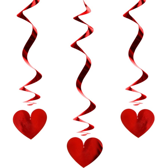 3 Ghirlande a Spirale - Cuori Rossi