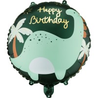 Palloncino in alluminio con elio Happy Birthday Brontosauro � 35 cm