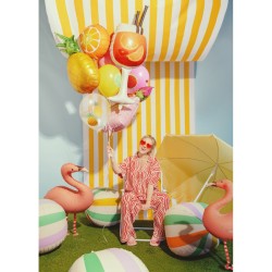Palloncino in alluminio arancione ad elio,  diametro 35 cm. n�1