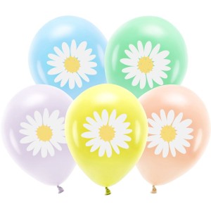 5 palloncini a forma di margherita color pastello