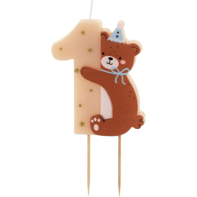 Candela numero 1 a forma di orso 