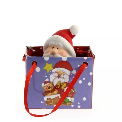 Mini Gift Bag Babbo Natale (7 cm) - Ceramica 
