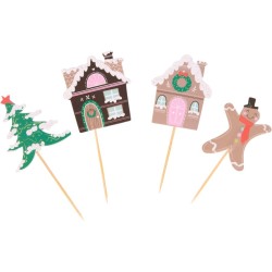 Kit di 24 pirottini e decorazioni per cupcake - Villaggio di Natale. n1