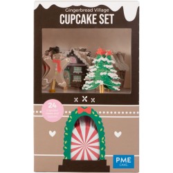 Kit di 24 pirottini e decorazioni per cupcake - Villaggio di Natale. n3