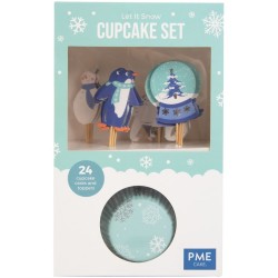 24 pirottini per cupcake e kit di decorazione - Natale innevato. n1