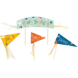 Kit di 24 piatti e decorazioni per cupcake - Happy Birthday. n°1