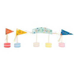 Kit di 24 piatti e decorazioni per cupcake - Happy Birthday. n°2