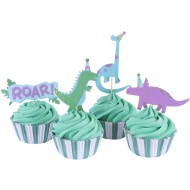 Kit 24 piatti e decorazioni per cupcake - Dino Party