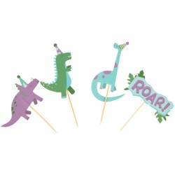 Kit 24 piatti e decorazioni per cupcake - Dino Party. n1