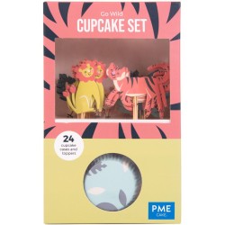 Kit di 24 contenitori e decorazioni per cupcake - Animali safari. n3