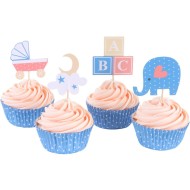 Kit di 24 contenitori e decorazioni per cupcake - Baby
