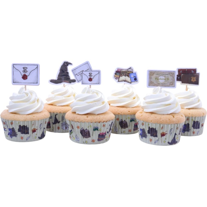 Kit 24 contenitori e decorazioni per cupcake Harry Potter - Hogwarts 