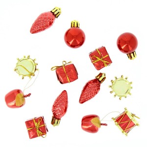 13 Mini Decorazioni da appendere di Natale Rosse (2,5 cm)