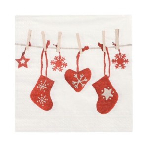 20 tovaglioli a calza - rosso/bianco