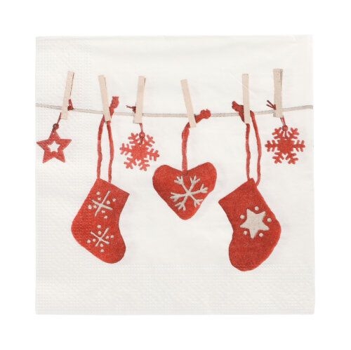 20 tovaglioli a calza - rosso / bianco