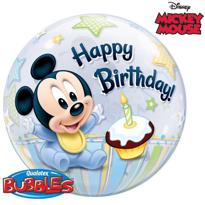 Palloncino Bubble piatto Mickey 1 anno 