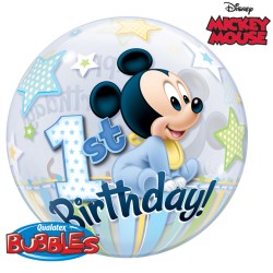 Palloncino Bubble piatto Mickey 1 anno. n1